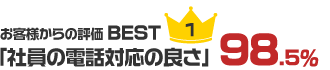 「社員の電話応対の良さ」 98.5%